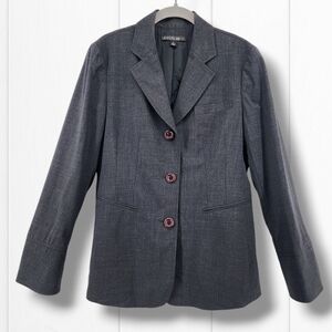 Lafayette 148 New York Charcoal Grey Wool Button Front Blazer‎ Size 4
